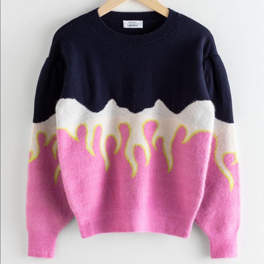 & Other Stories Flame Color Block Sweater